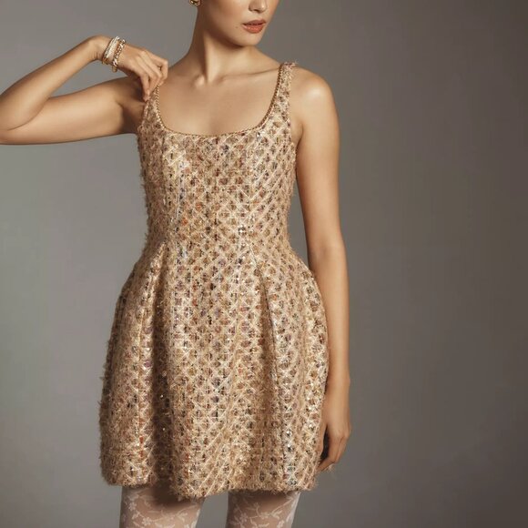 Anthropologie Maeve Tweed Fit & Flare Mini Dress - Picture 1 of 5